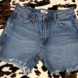 Wrangler Medium Blue Distressed Denim Cutoff Shorts